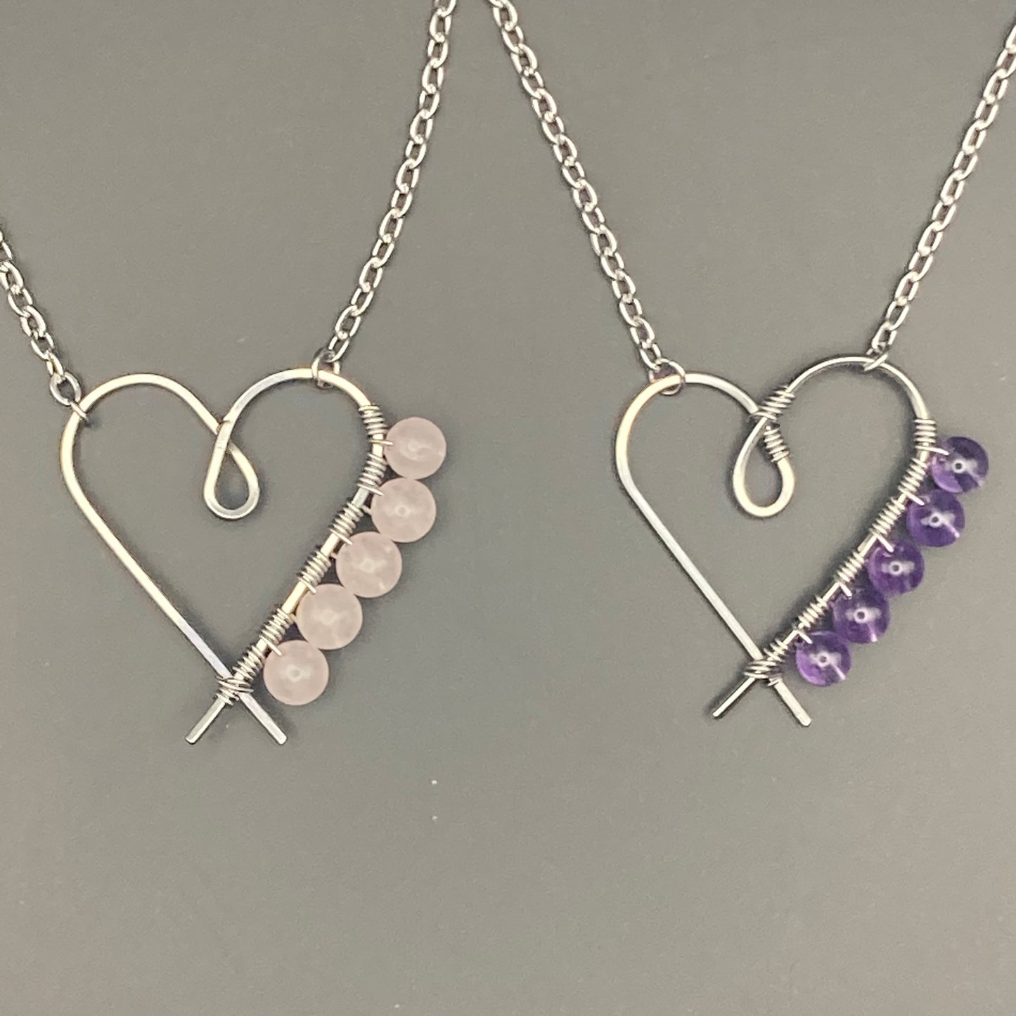 5 Stone Heart Necklace