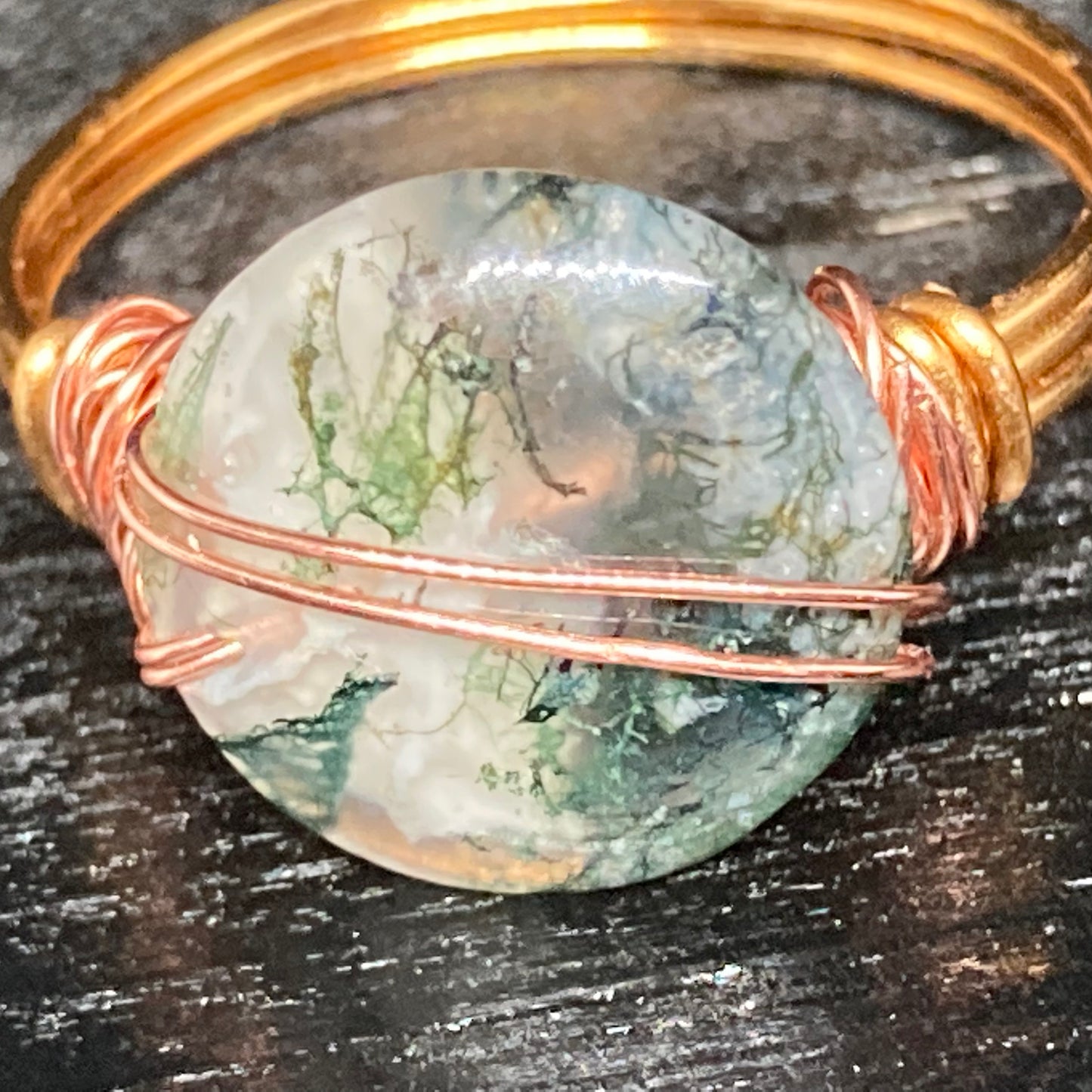 Moss Agate Disc Ring