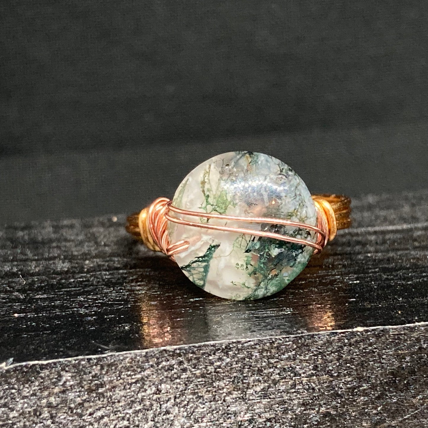 Moss Agate Disc Ring