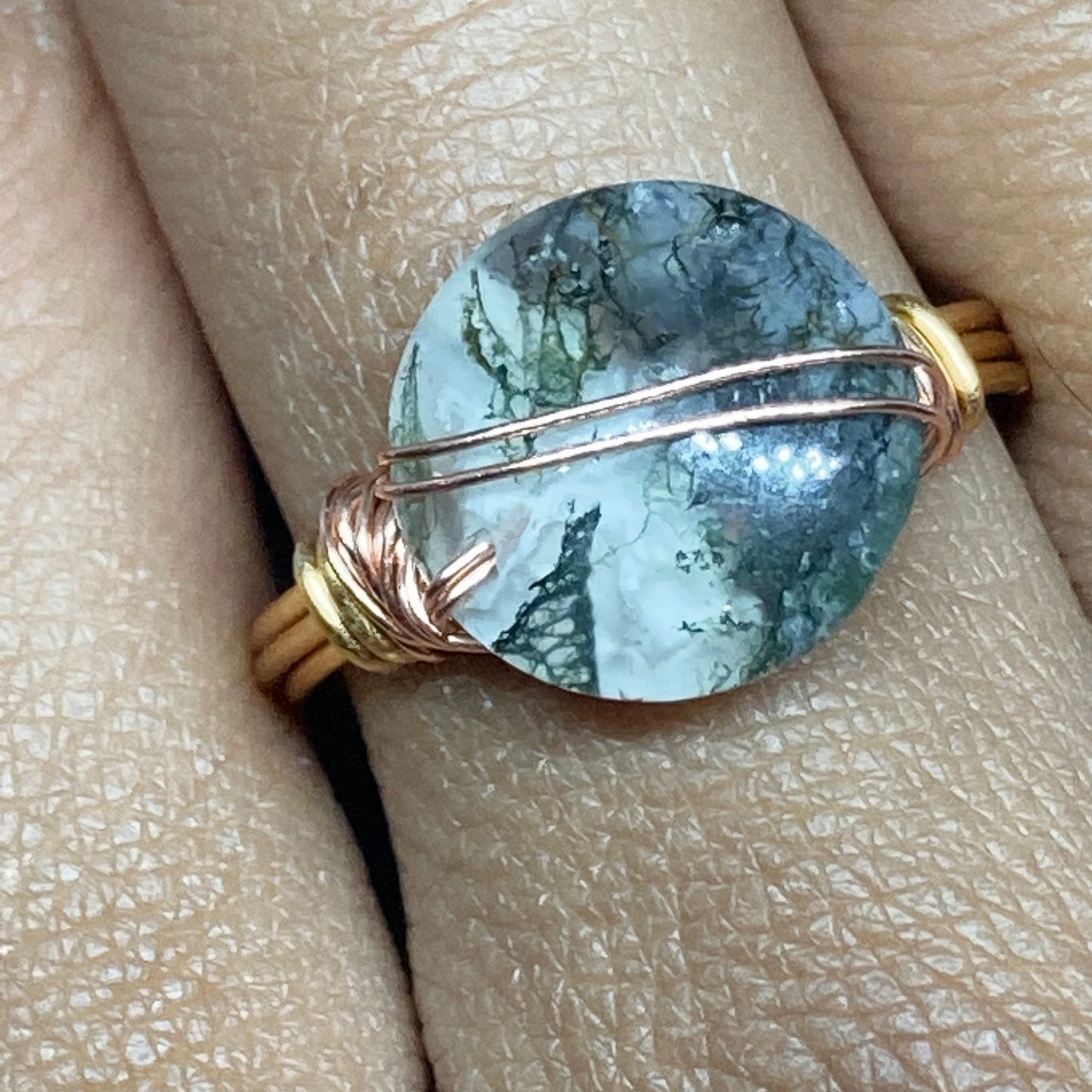 Moss Agate Disc Ring